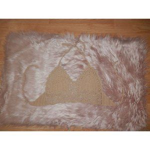 Crochet Tan Crop Tank Boho Halter Bikini Style Sexy Unique Bralette Top 3544